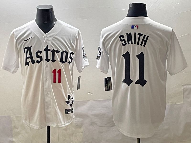 Men 2025 Houston Astros 11 Smith White Five generations Joint Name Nike MLB Jersey style 35
